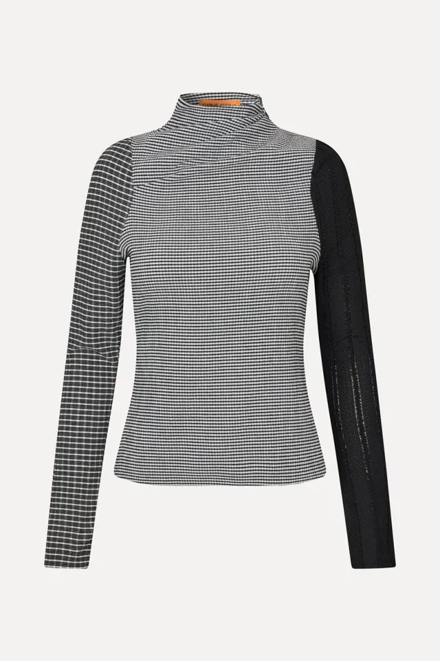 Stine Goya Tops and Shirts Long Sleeve Pleated Shoulder Top 8211 Black White 8211 Women Stine Goya Tops and Shirts Long Sleeve Pleated Shoulder Top 8211 Black White 8211 Women