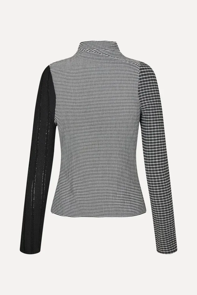 Stine Goya Tops and Shirts Long Sleeve Pleated Shoulder Top 8211 Black White 8211 Women