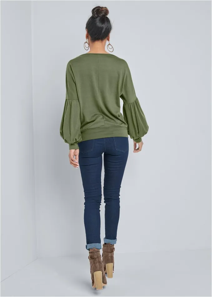 STRAPPY DETAIL SWEATSHIRT Olive Women VENUS Sweatshirts and Hoodies