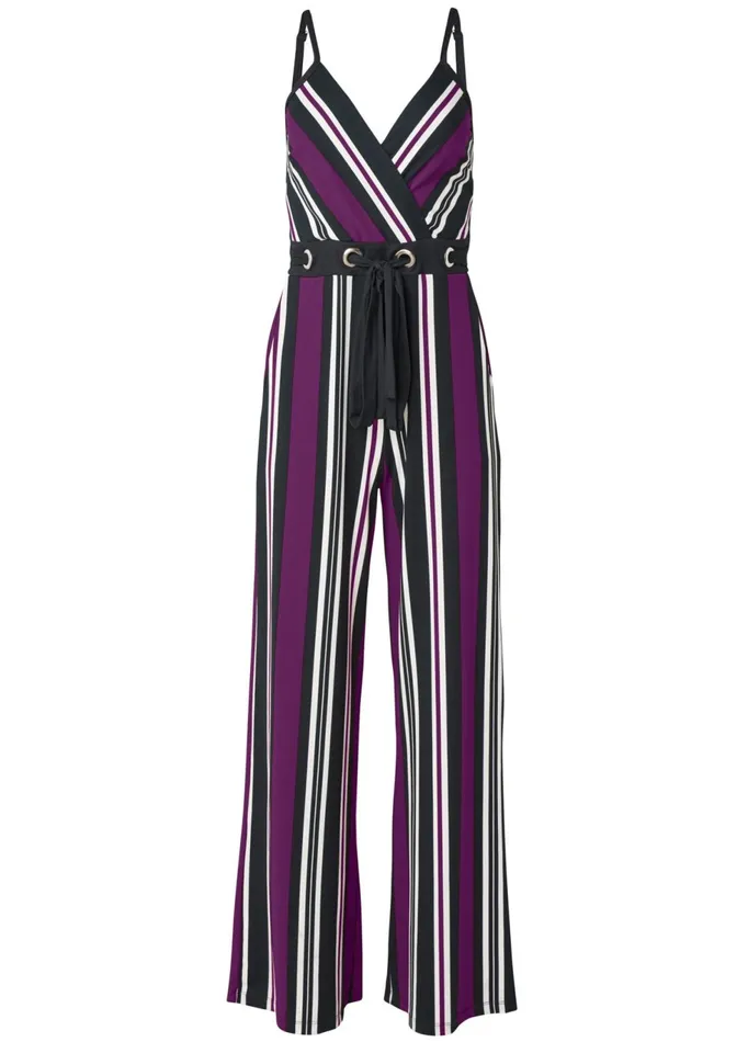 STRIPE JUMPSUIT Purple and Black Women VENUS Casual Jumpsuits and Rompers