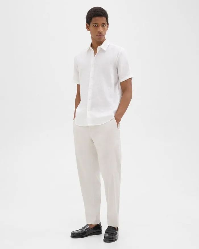 Suits Men Theory Curtis Drawstring Pant In Good Linen Sand