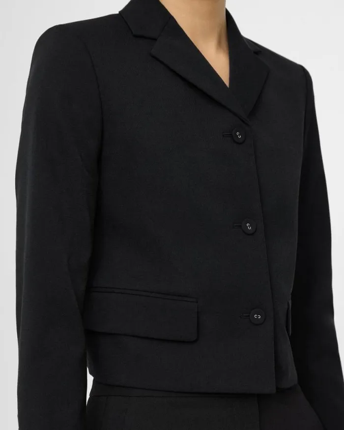 Suits Women Theory Cropped Jacket In Textured Gabardine Black