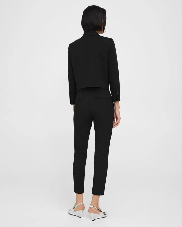 Suits Women Theory Cropped Jacket In Textured Gabardine Black