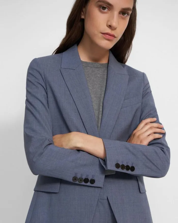 Suits Women Theory Etiennette Blazer In Good Wool Blue Grey Melange