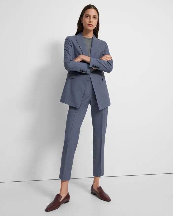 Suits Women Theory Etiennette Blazer In Good Wool Blue Grey Melange