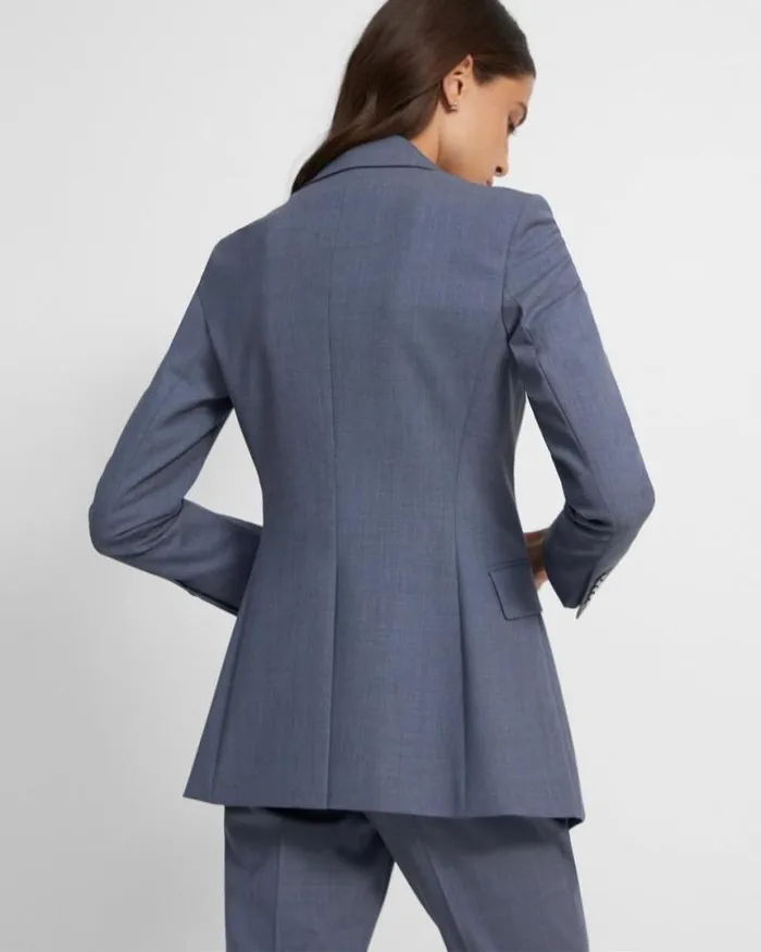 Suits Women Theory Etiennette Blazer In Good Wool Blue Grey Melange