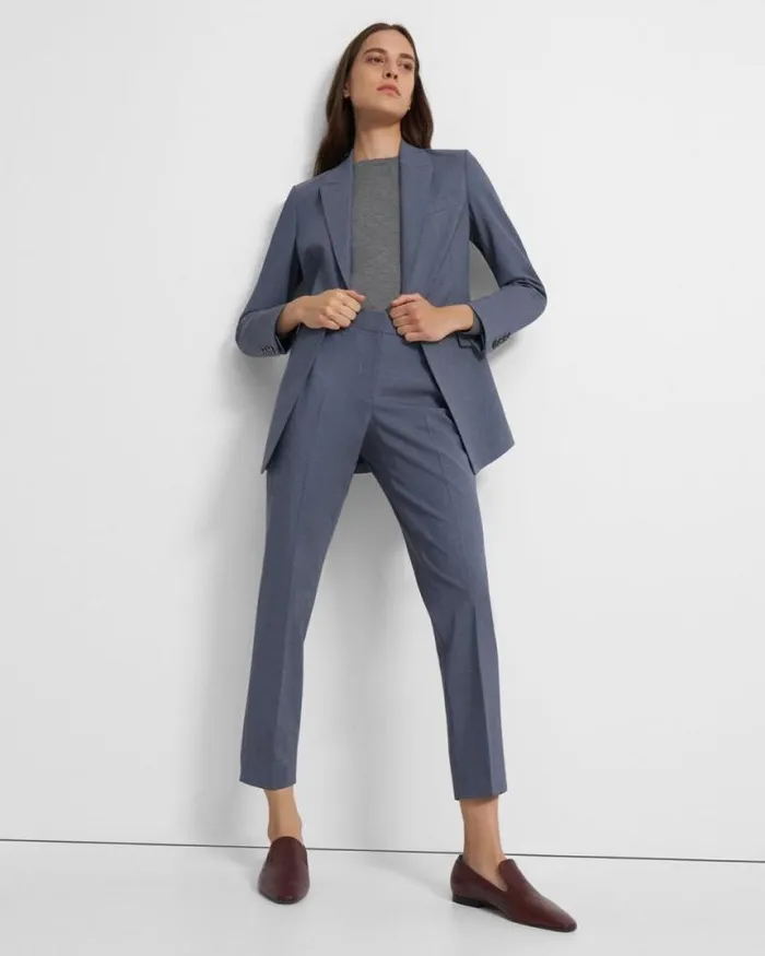 Suits Women Theory Etiennette Blazer In Good Wool Blue Grey Melange