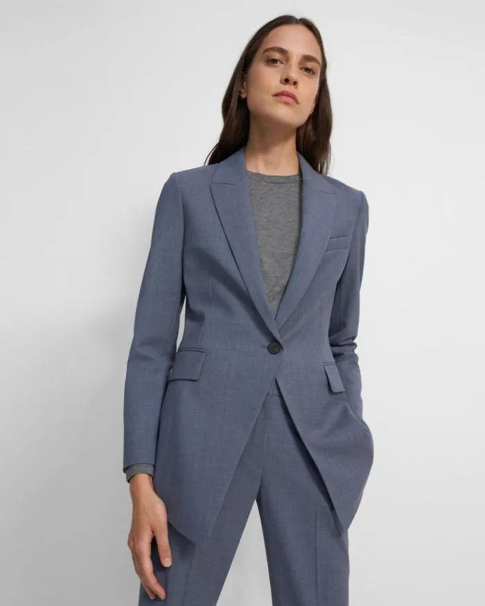 Suits Women Theory Etiennette Blazer In Good Wool Blue Grey Melange