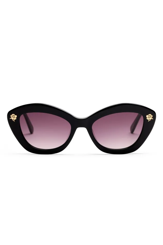 Sunglasses Women LoveShackFancy Hessel Cat Eye Sunglasses Soft Black
