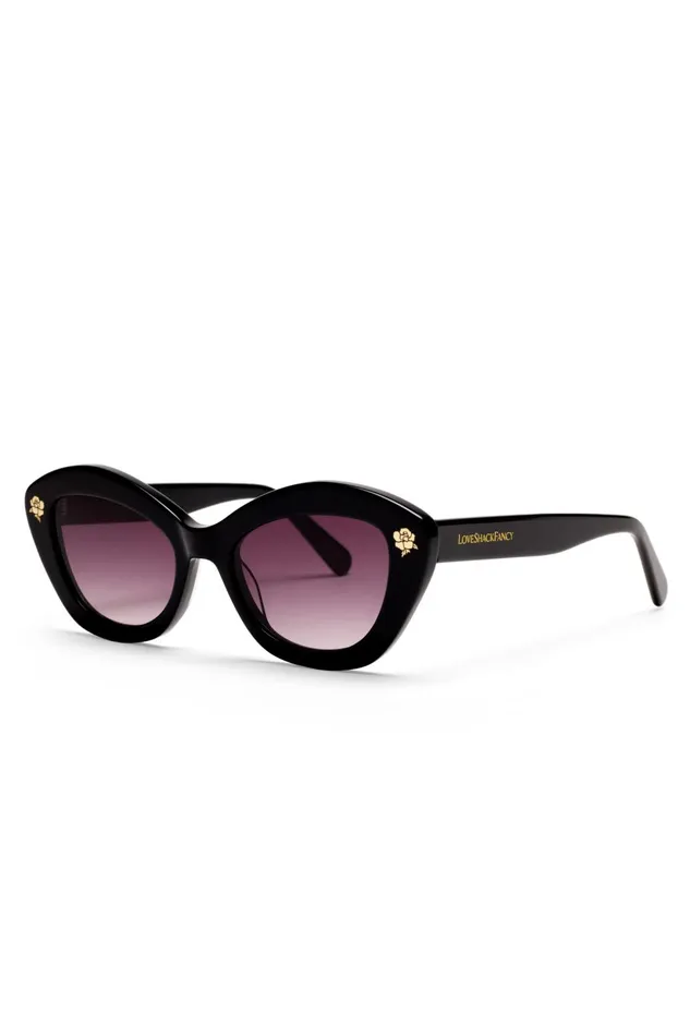 Sunglasses Women LoveShackFancy Hessel Cat Eye Sunglasses Soft Black Sunglasses Women LoveShackFancy Hessel Cat Eye Sunglasses Soft Black