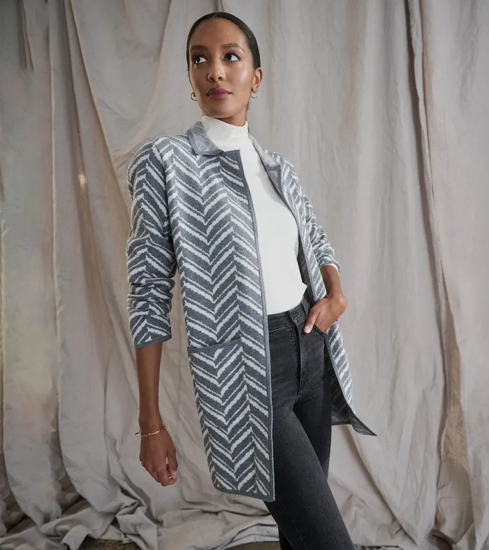Sweater Blazer 8211 Grey Chevron Hatley