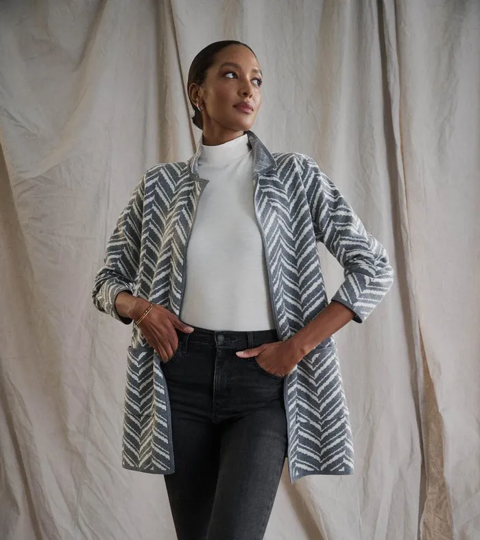 Sweater Blazer 8211 Grey Chevron Hatley