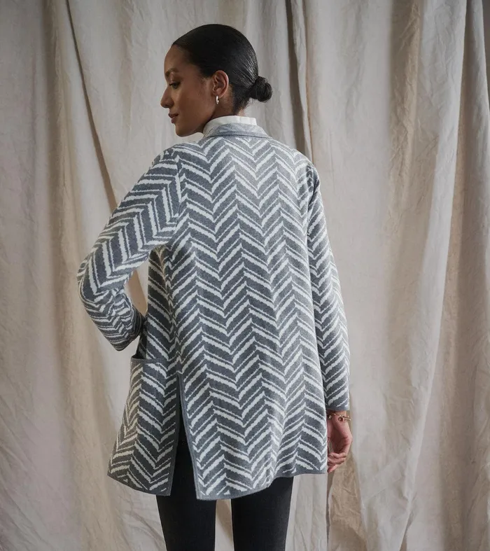 Sweater Blazer 8211 Grey Chevron Hatley