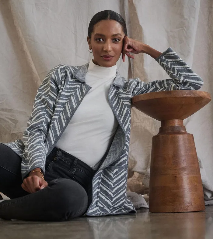 Sweater Blazer 8211 Grey Chevron Hatley