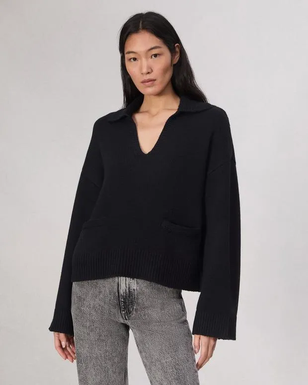 Sweaters and Sweatshirts Women Rag and Bone Danica Polo Sweater Black