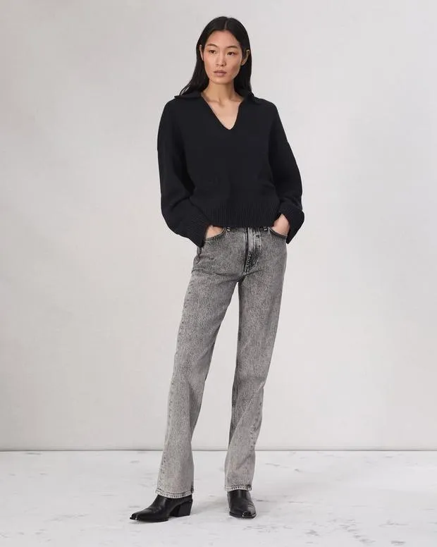 Sweaters and Sweatshirts Women Rag and Bone Danica Polo Sweater Black