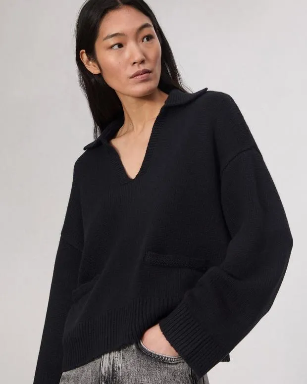 Sweaters and Sweatshirts Women Rag and Bone Danica Polo Sweater Black