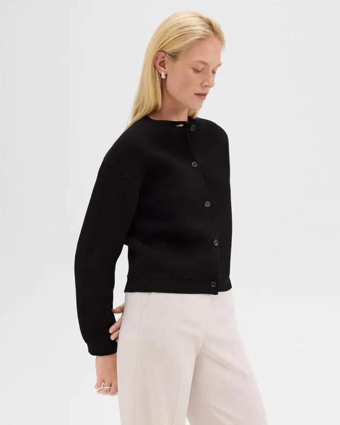 Sweaters Cardigans Women Theory Structured Cardigan In Cotton Boucl Black Sweaters Cardigans Women Theory Structured Cardigan In Cotton Boucl Black