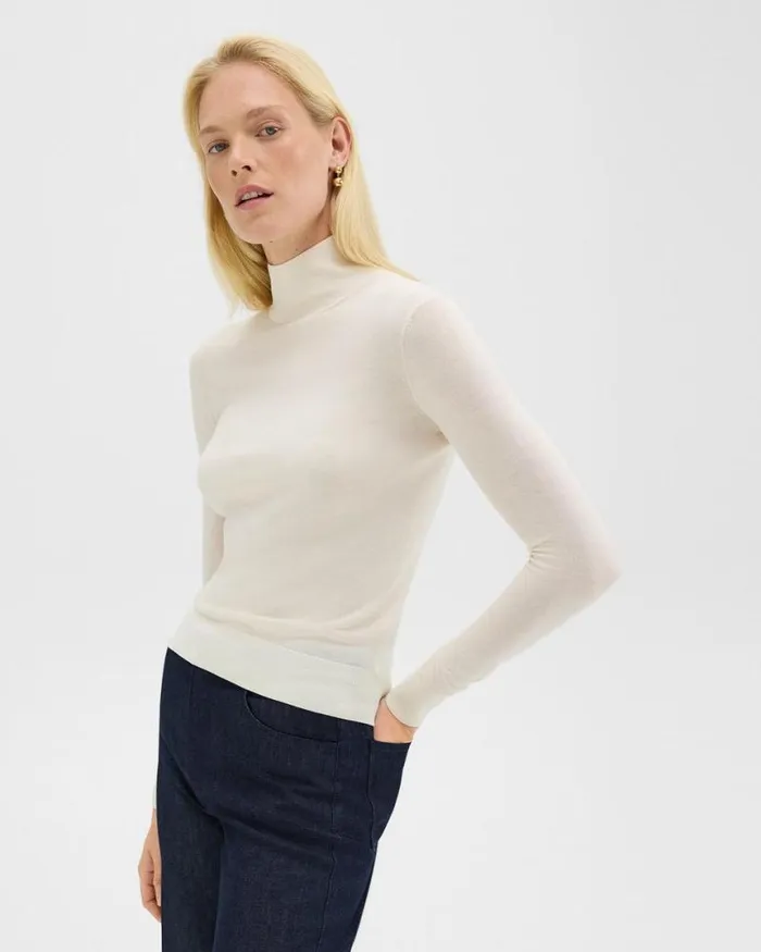 Sweaters Cardigans Women Theory Turtleneck Sweater In Regal Wool New Ivory