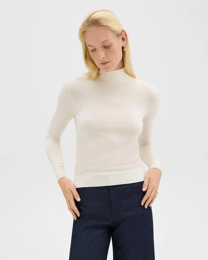 Sweaters Cardigans Women Theory Turtleneck Sweater In Regal Wool New Ivory