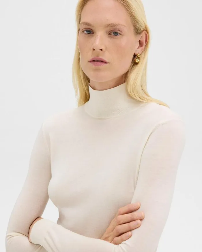 Sweaters Cardigans Women Theory Turtleneck Sweater In Regal Wool New Ivory
