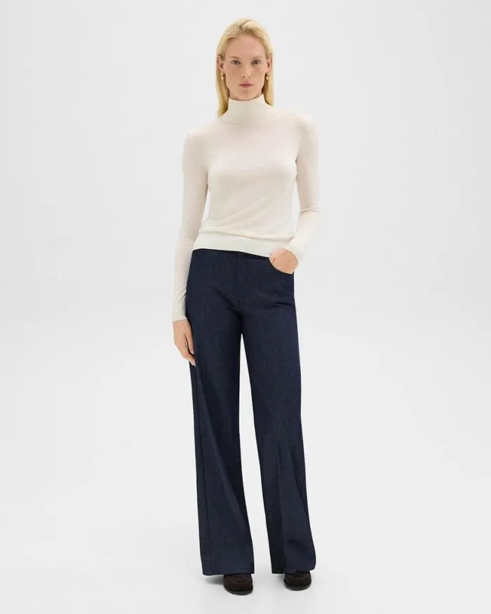 Sweaters Cardigans Women Theory Turtleneck Sweater In Regal Wool New Ivory