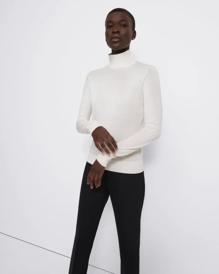 Sweaters Cardigans Women Theory Turtleneck Sweater In Regal Wool New Ivory