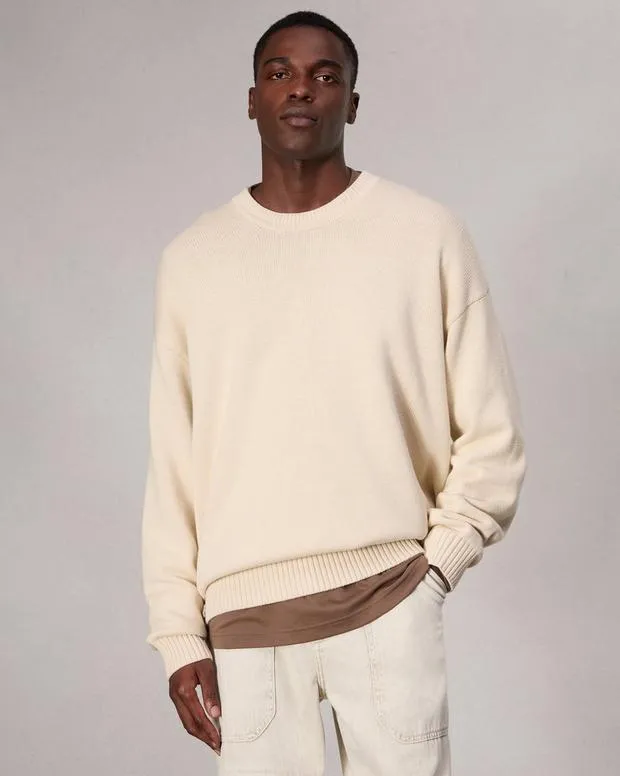 Sweaters Men Rag and Bone Clarkson Cotton Sweater Turtledove