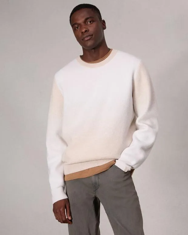Sweaters Men Rag and Bone Downing Crewneck Sweater Ivory Multi