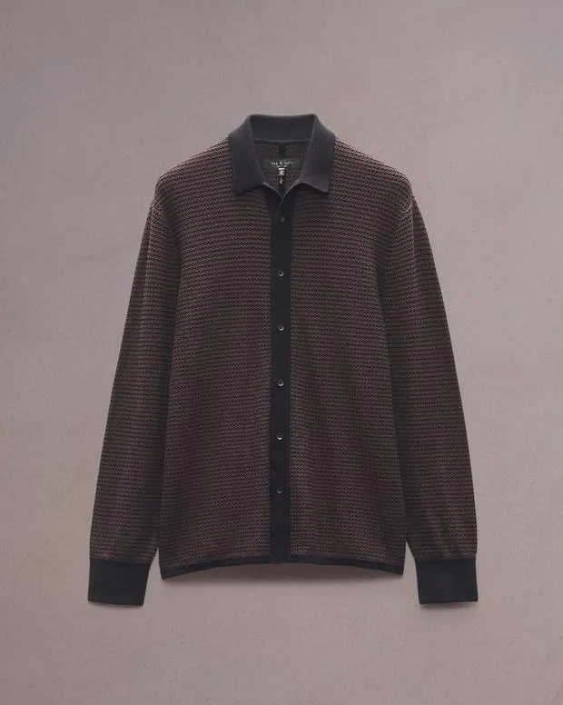 Sweaters Men Rag and Bone Hayes Button Up Shirt Slate Brown