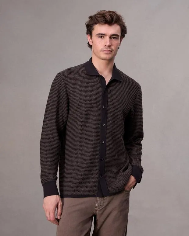 Sweaters Men Rag and Bone Hayes Button Up Shirt Slate Brown