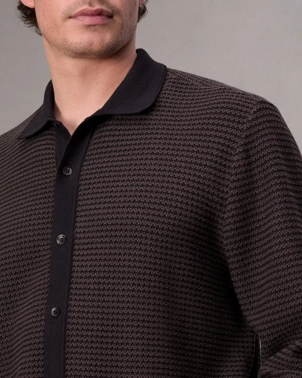 Sweaters Men Rag and Bone Hayes Button Up Shirt Slate Brown