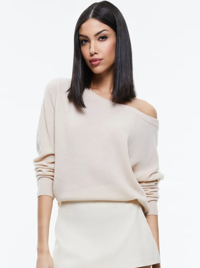 Sweaters Women Alice Olivia Marg Cashmere Slouchy Pullover Oatmeal Heather