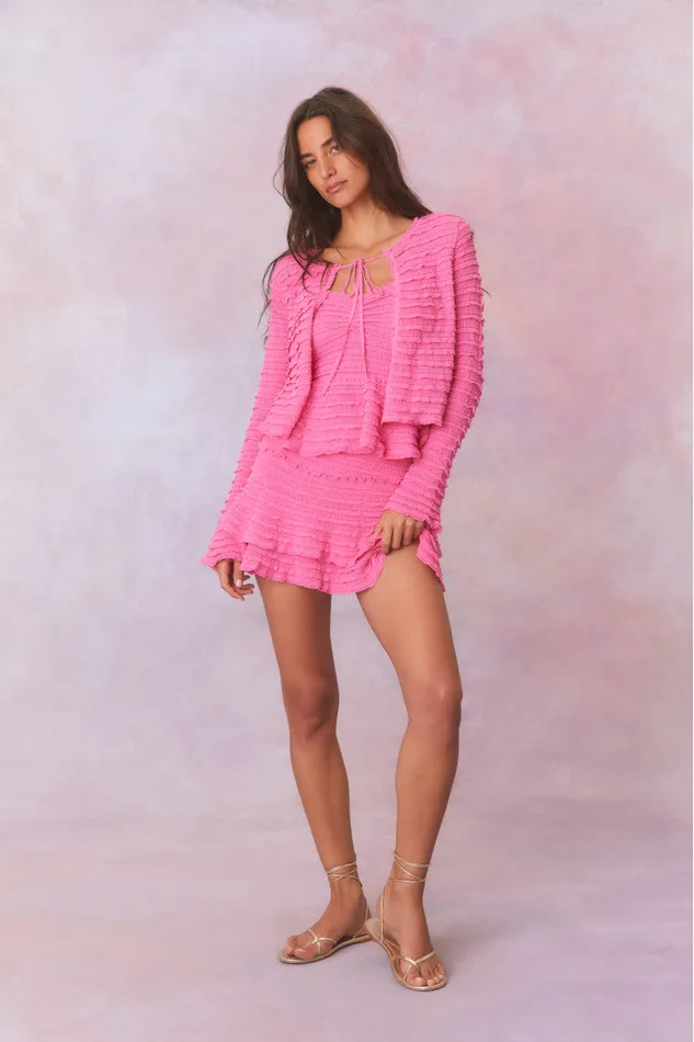 Sweaters Women LoveShackFancy Celosia Cotton Gauze Flared Cardigan Lovestruck Pink Sweaters Women LoveShackFancy Celosia Cotton Gauze Flared Cardigan Lovestruck Pink
