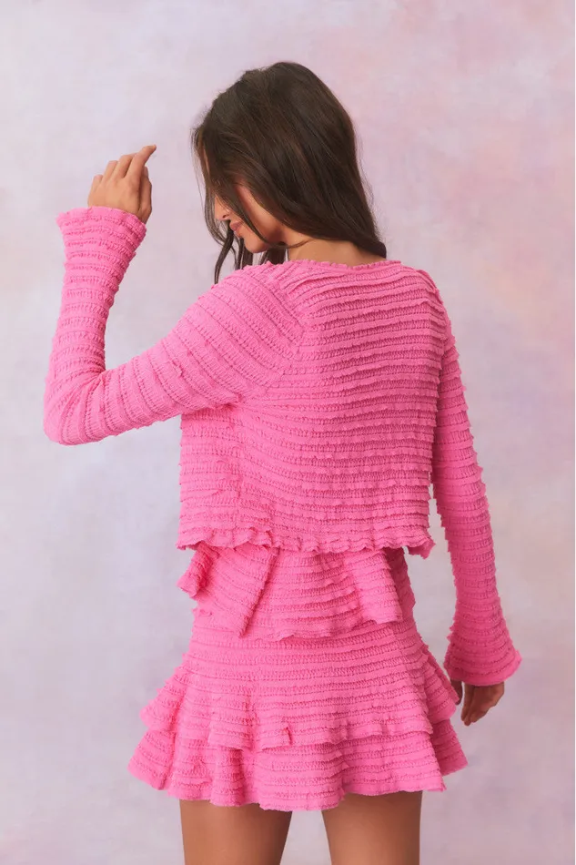 Sweaters Women LoveShackFancy Celosia Cotton Gauze Flared Cardigan Lovestruck Pink