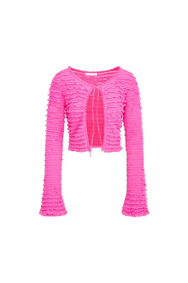 Sweaters Women LoveShackFancy Celosia Cotton Gauze Flared Cardigan Lovestruck Pink