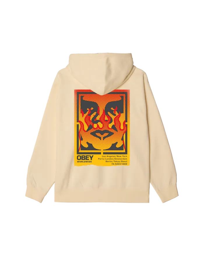 SWEATSHIRTS Men OBEY ICON STENCIL FLAME PULLOVER Unbleached OBEY Clothing
