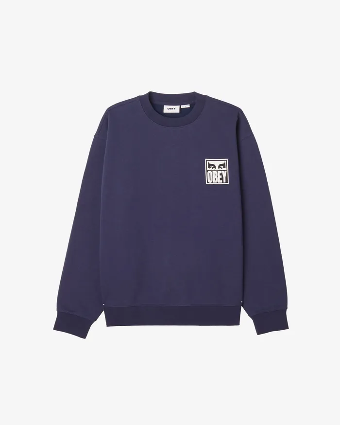 SWEATSHIRTS OBEY Clothing Men OBEY EYES ICON CREWNECK Academy Navy