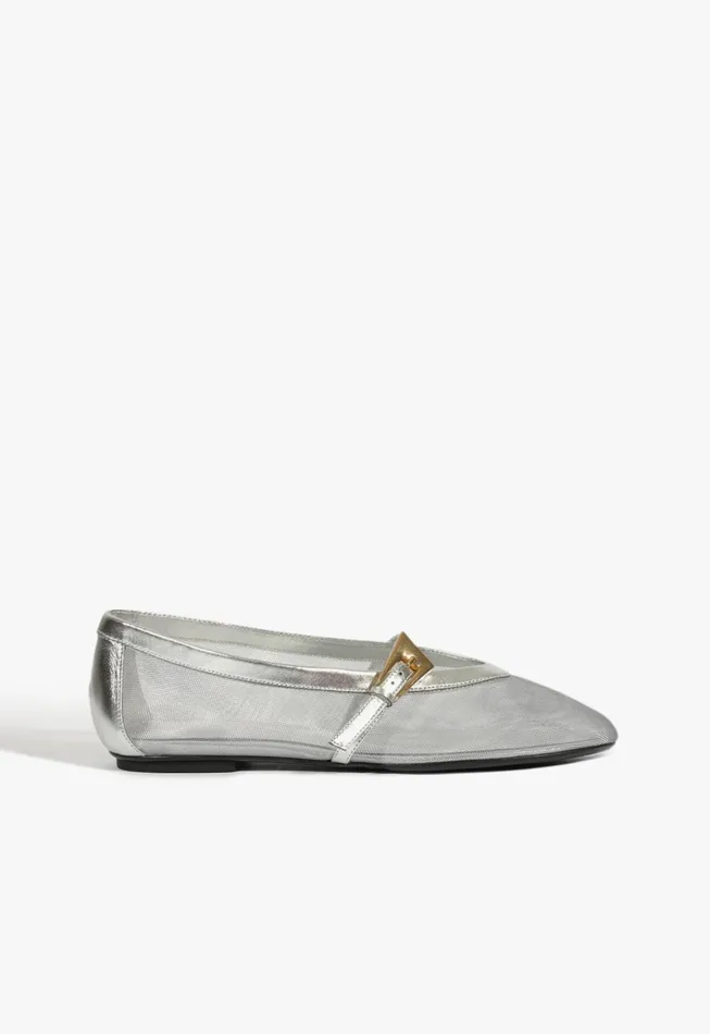Sylvie Ballet Flat Silver Women Schutz Shoes Ballerinas