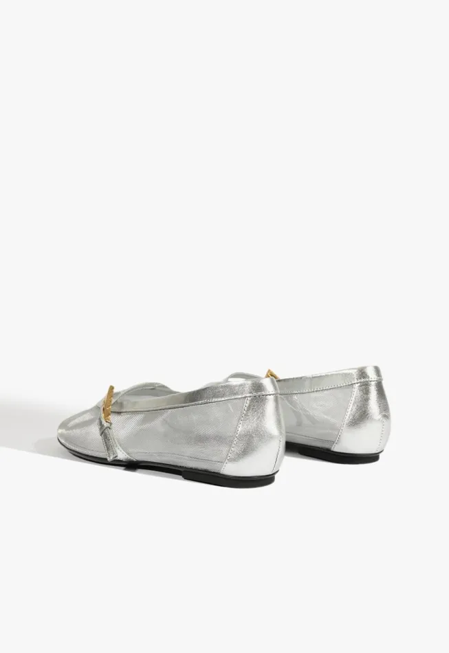 Sylvie Ballet Flat Silver Women Schutz Shoes Ballerinas