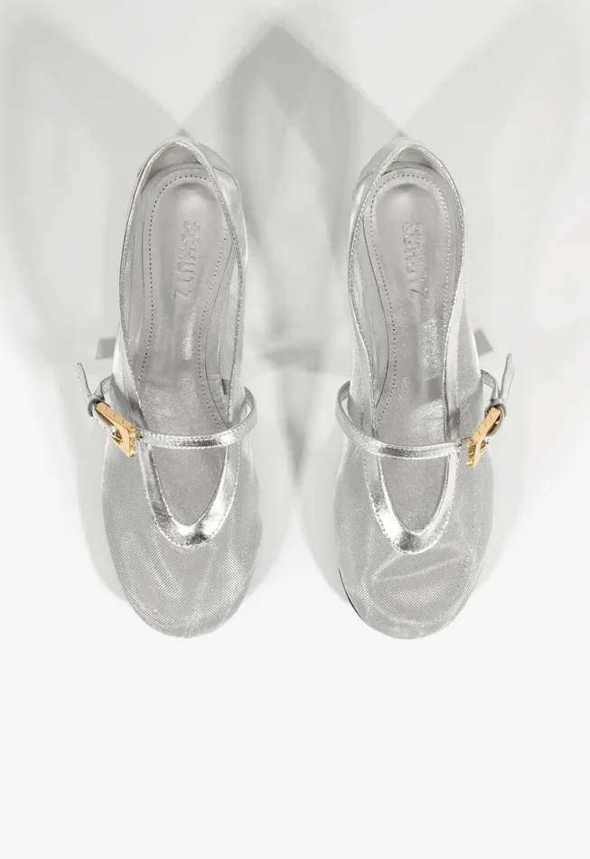 Sylvie Ballet Flat Silver Women Schutz Shoes Ballerinas