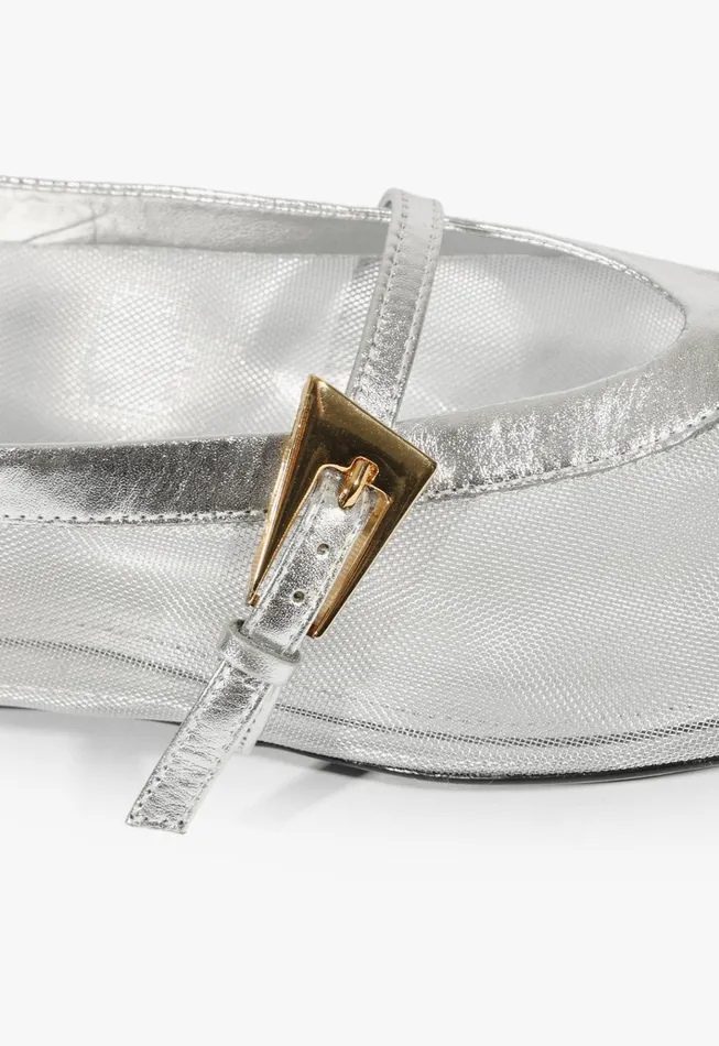 Sylvie Ballet Flat Silver Women Schutz Shoes Ballerinas