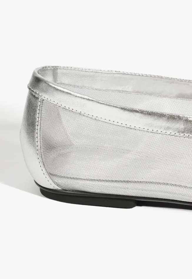 Sylvie Ballet Flat Silver Women Schutz Shoes Ballerinas
