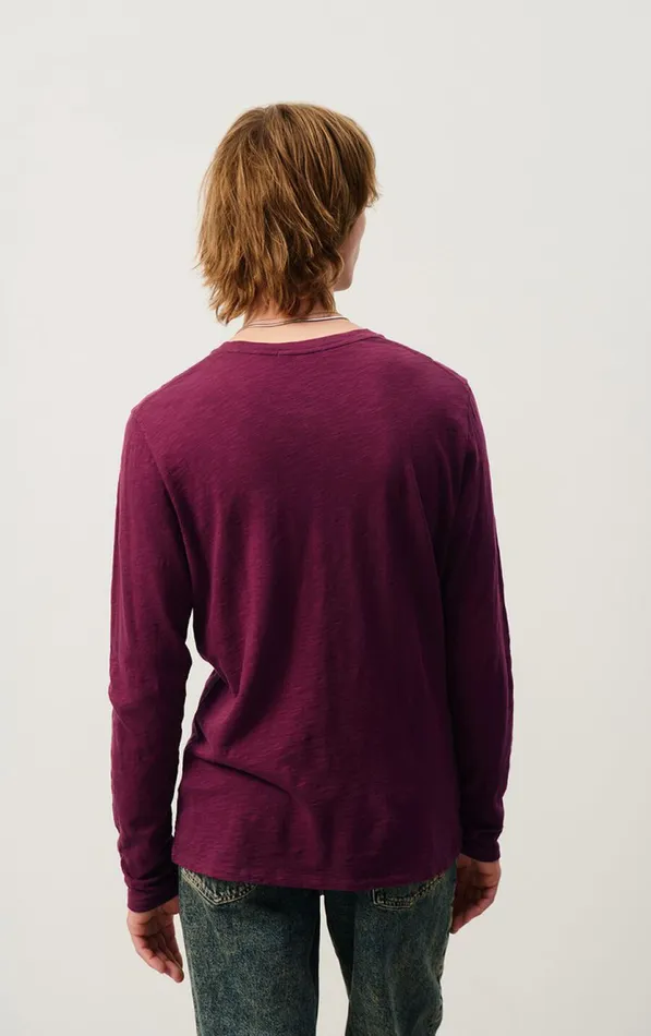 TShirt Bysapick Burgundy Men American Vintage Long Sleeve TShirts TShirt Bysapick Burgundy Men American Vintage Long Sleeve TShirts