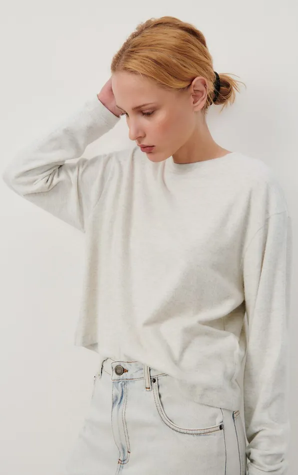 TShirt Ypawood Heather Grey Women American Vintage Long Sleeve TShirts