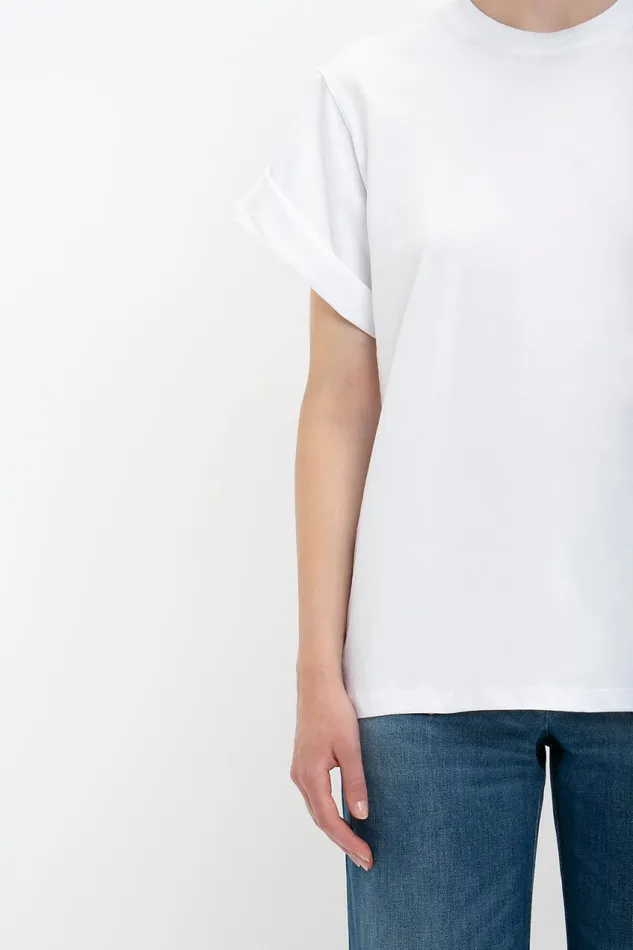 TShirts and Sweatshirts Women Victoria Beckham Asymmetric Relaxed Fit TShirt In White