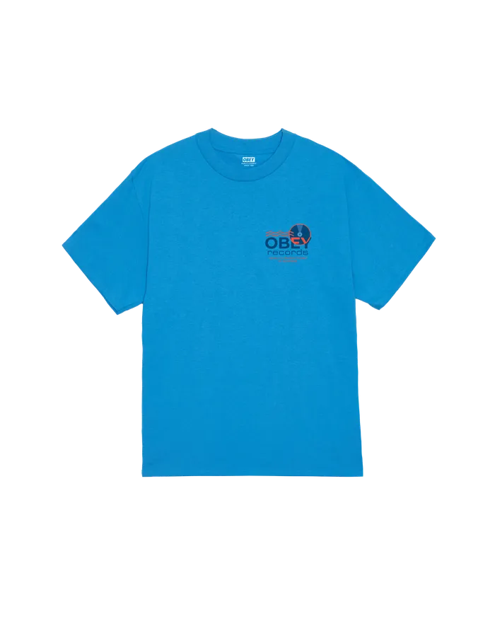 TSHIRTS OBEY Clothing Men OBEY RECORDS SOUND WAVES CLASSIC TSHIRT Azure Blue