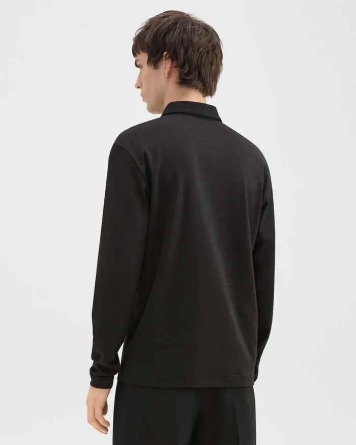 TShirts Polos Men Theory LongSleeve Polo Shirt In Cotton Jersey Black TShirts Polos Men Theory LongSleeve Polo Shirt In Cotton Jersey Black