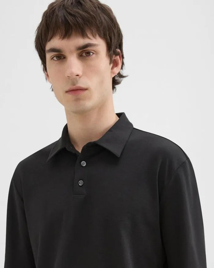 TShirts Polos Men Theory LongSleeve Polo Shirt In Cotton Jersey Black TShirts Polos Men Theory LongSleeve Polo Shirt In Cotton Jersey Black