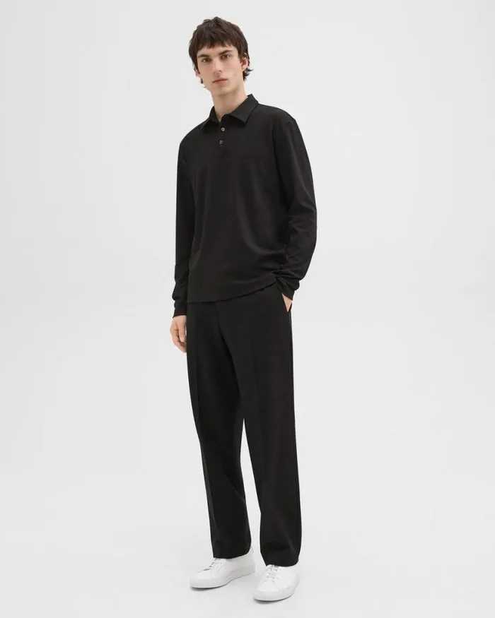 TShirts Polos Men Theory LongSleeve Polo Shirt In Cotton Jersey Black TShirts Polos Men Theory LongSleeve Polo Shirt In Cotton Jersey Black
